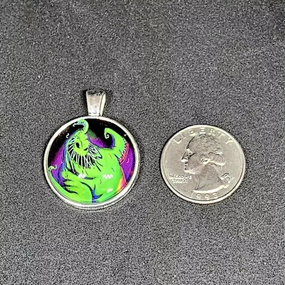 Oogie Boogie Cabochon Pendant Necklace Nightmare Before Christmas Halloween - Picture 3 of 5